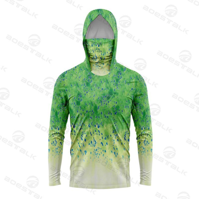 Mens Womens Fishing Shirt With Face Cover UV Protection Quick Dry Breathable Bamboo Fiber Boat Shore Sea Angling