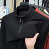 Men's Semi High Neck Zipper Long Sleeve T-Shirt Winter Solid Color Print Warm Fashion Casual Commute Men'swear