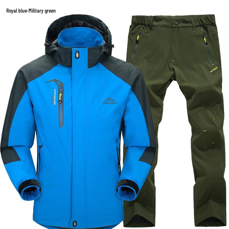 Unisex Windproof & Waterproof Jacket and Pants Set for Spring/Autumn – Ideal for Mountaineering