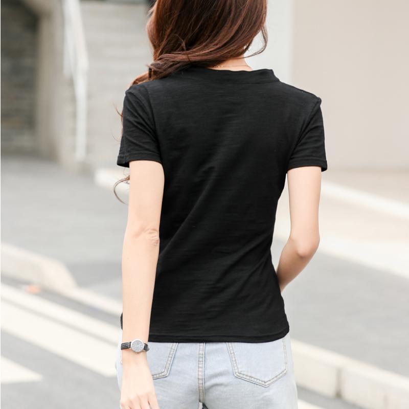 Summer Solid Loose Short Sleeve Women's T-shirt Fashion Top V-neck Casual Cotton Base T Shirt for Women Simple Office Ladies Plus Size Tee Shirt 24995