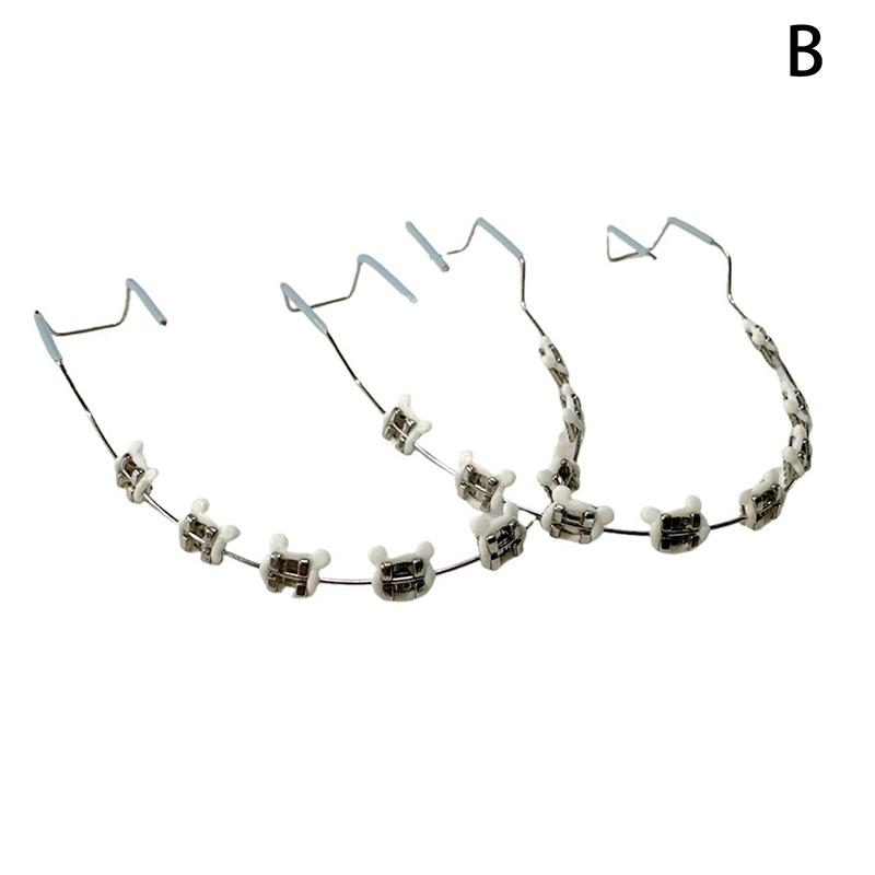 1Pair Cartoon Fake Braces Colorful Brackets For Teeth Temporary Metal Wires Metal Bracket Orthodontic Ligature Ties Dental Tool