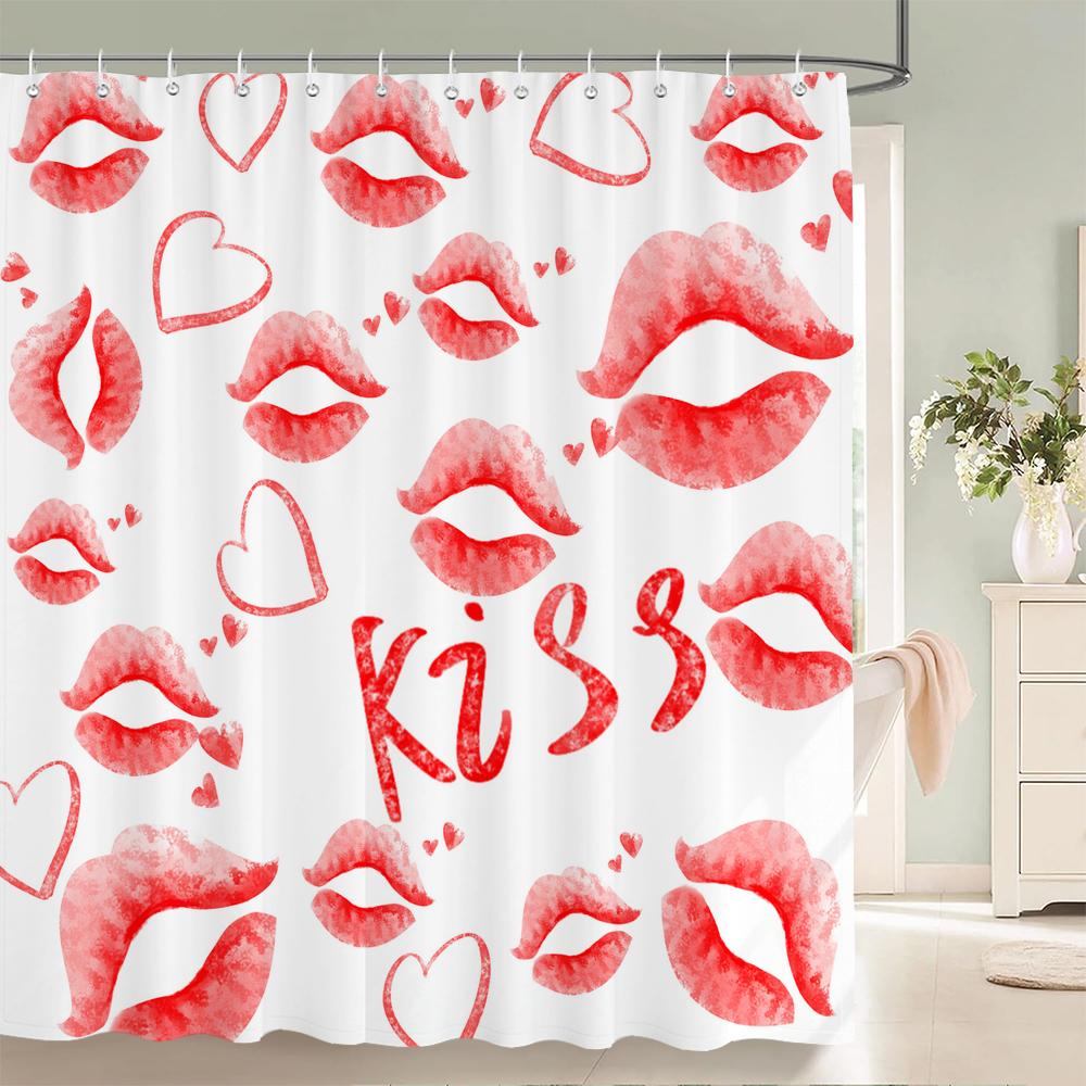 Romantic Pink 3D Shower Curtains Girls Bath Printing Bathroom Shower Curtain Waterproof Polyester Fabric Bath Curtain Decoration