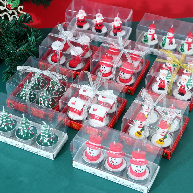 Christmas Eve Candle Set: Old Man, Tree, Snowman Ornaments for Romantic Candlelight Dinner & Christmas Decorations