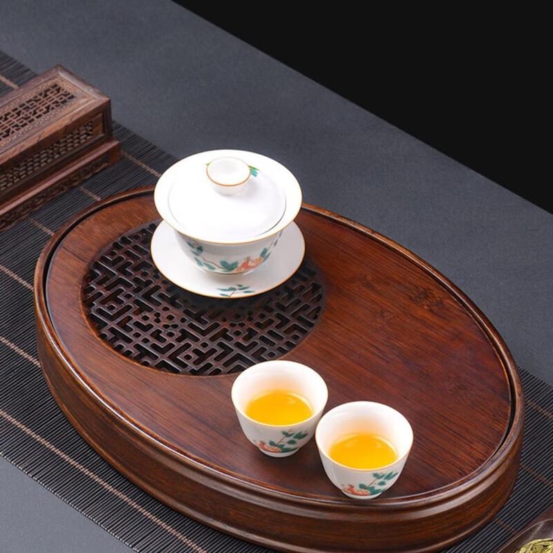 Oval Bamboo Water-Storing Tea Tray