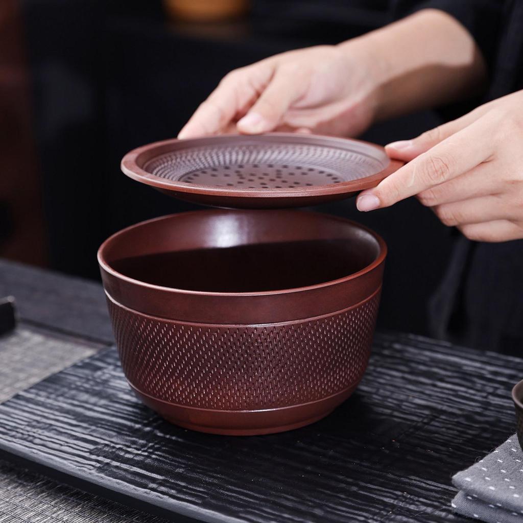 Premium Purple Clay Jianshui Ceramic Tea Wastewater Bowl & Storage Pot Holder