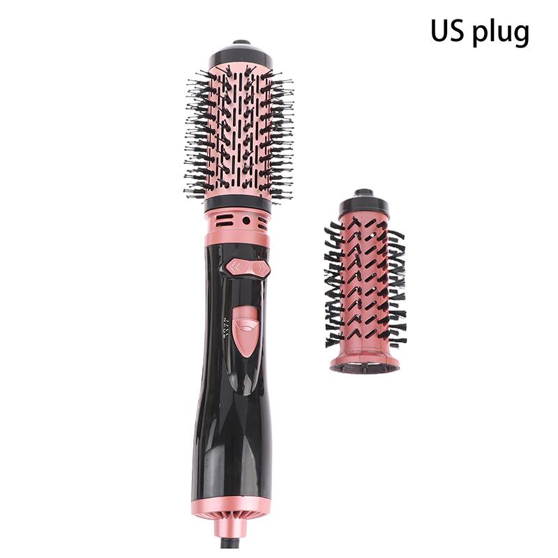 

Фен-щетка 2 в 1 Вращающаяся воздушная щетка Завивка Выпрямление Укладка Автоматическое вращение Ионная круглая Фен для волос Объем US Plug розового золота