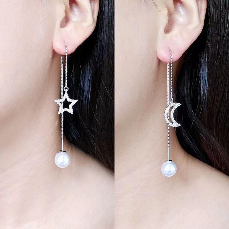 Fashionable Temperament Zircon Five-pointed Star Ear Line Super Fairy Fresh Tassel Earrings High-end Earrings Women