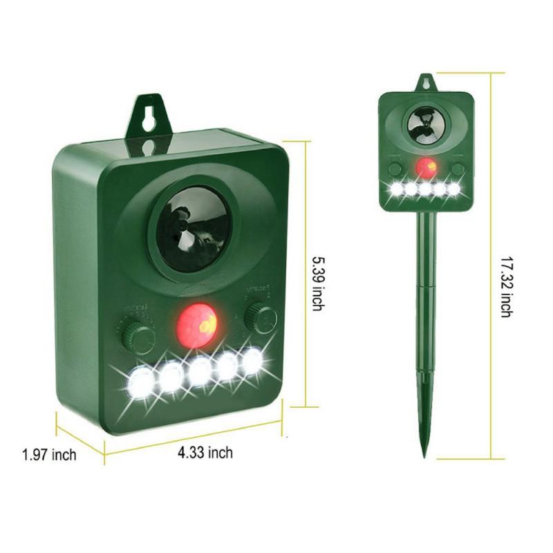 Solar Ultrasonic Animal Repeller for Birds, Dogs, Cats, Snakes, Insects, and Rodents - Outdoor Use for Orchards