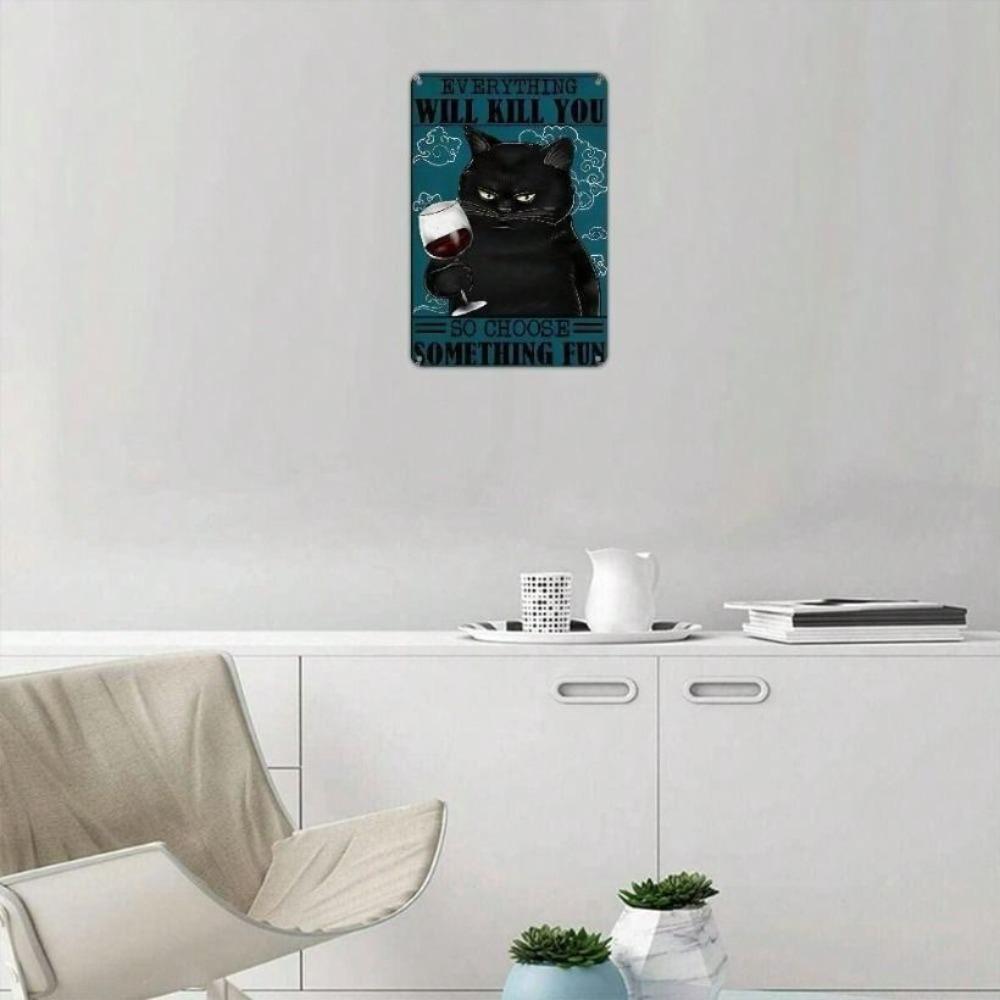 Vintage Black Cat Metal Poster Wall Art Bar Gift 20x30cm