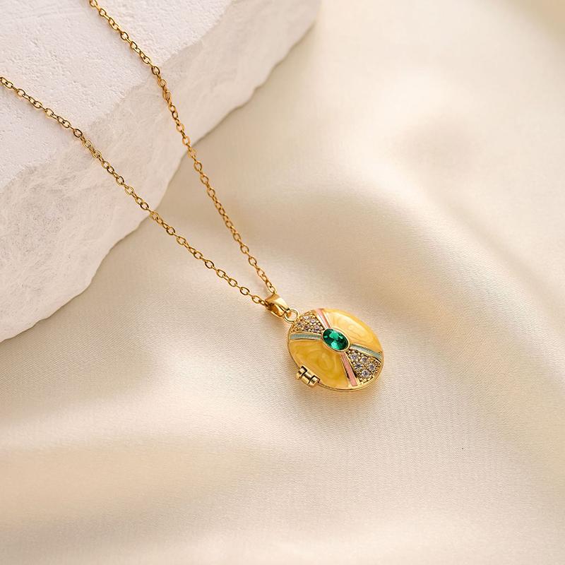 Collana con Ciondolo Portafoto a Forma di Cuore Ovale Apribile in Acciaio Inossidabile per Donna Gioielli Moda Vintage Regali
