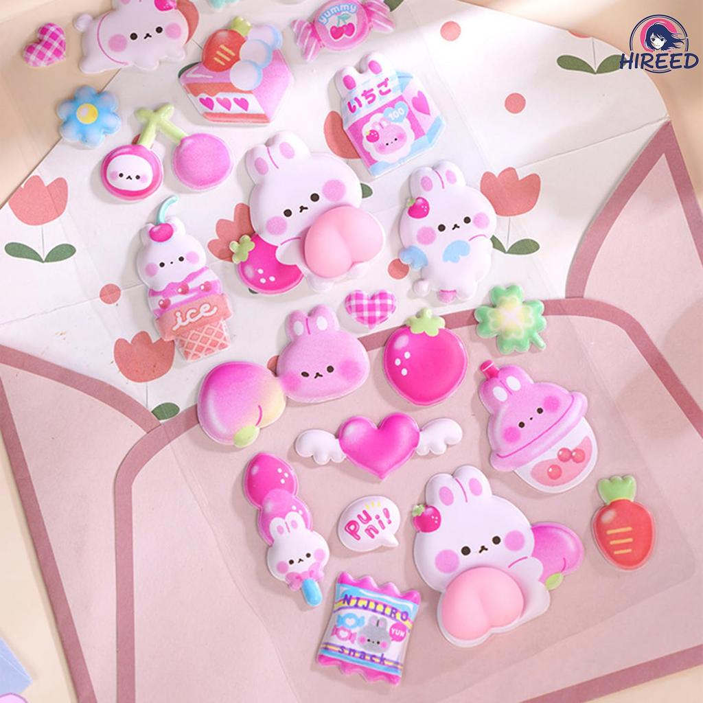 Conjunto de 3 Adesivos Decorativos 3D de Bumbum Squishy Bumbum Brilhante para Meninas, Materiais para Artesanato Squishy para Crianças e Adultos, Adesivos de 6 Peças, Adesivos, DIY, Recompensa,