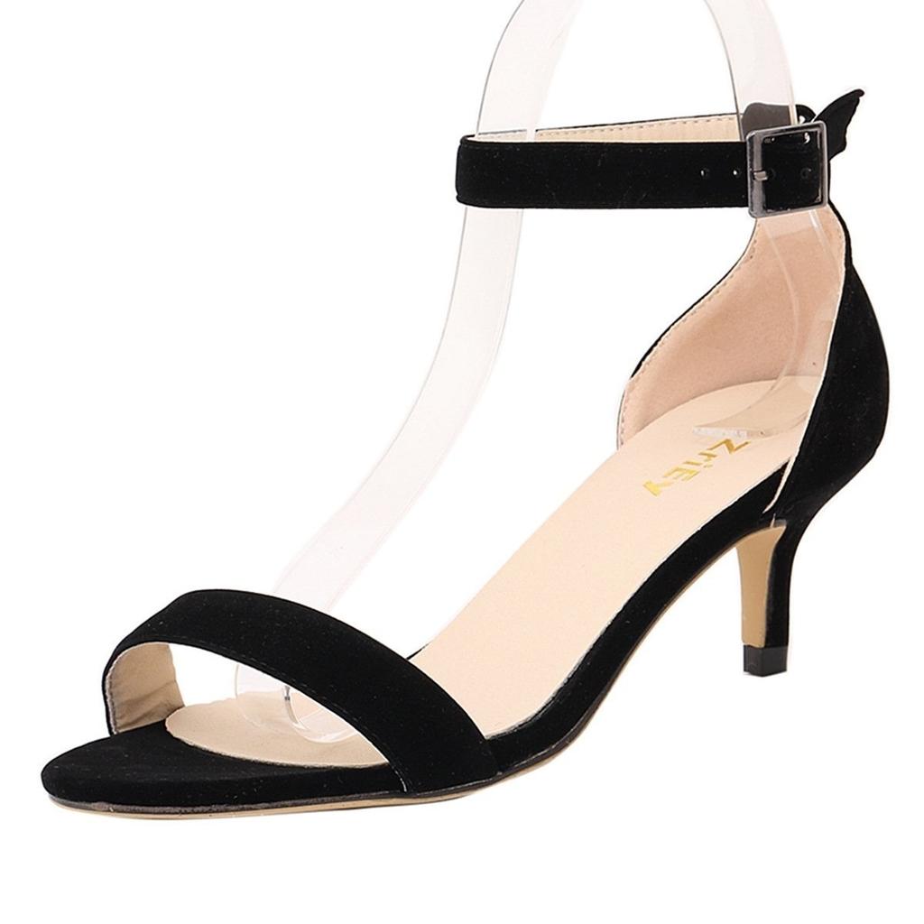 Damen Sandalen Sommer Sexy 5cm Peed Toes Low Heel Knöchelriemen High Heels Sandale Damen Partykleid Rote Hochzeitsschuhe Plus Size