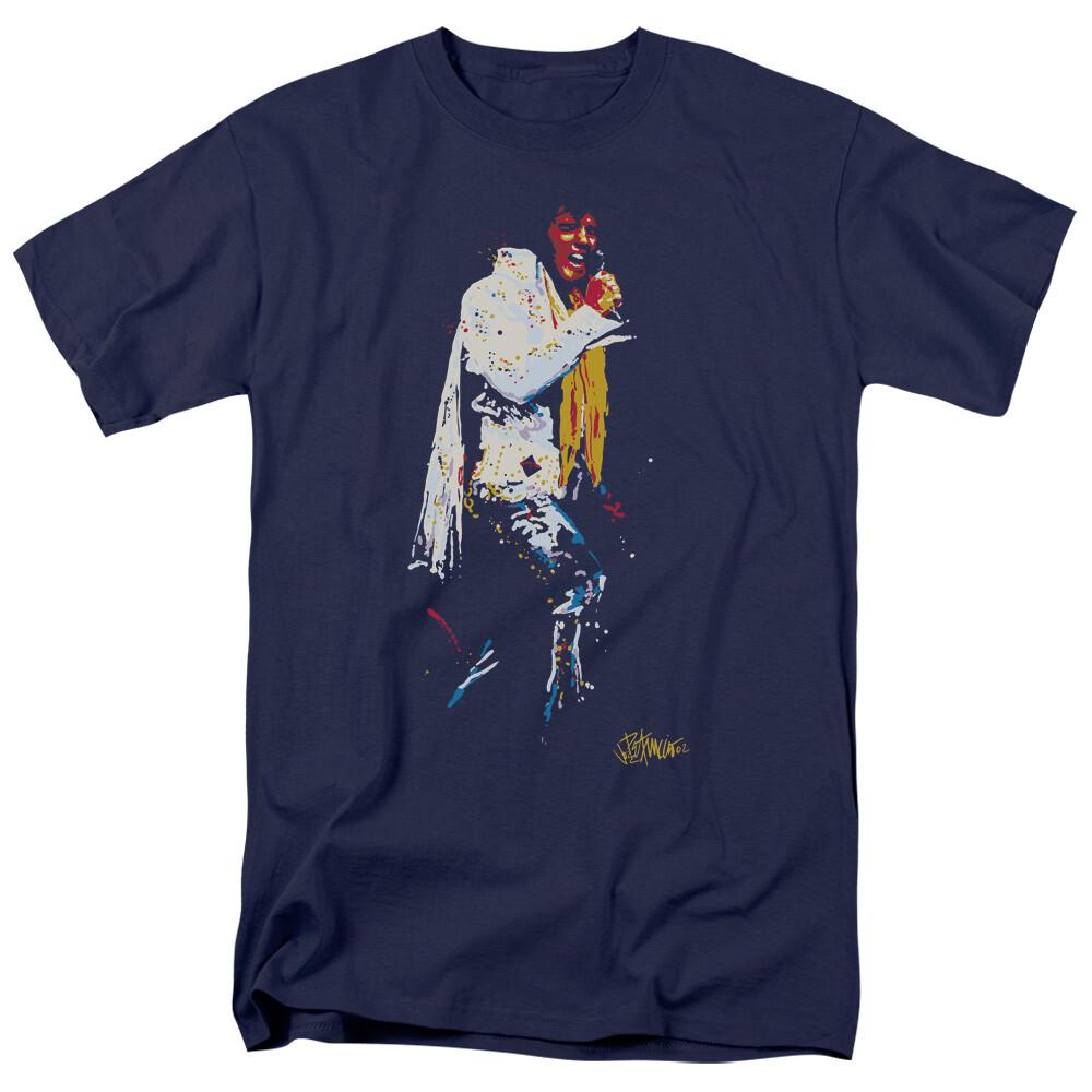 Elvis Presley Yellow Scarf T Shirt Mens Licensed The King Tee Navy XXXXL