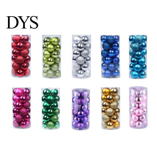 Glossy Matte Glitter Baubles 24 Pcs Small Christmas Ball Ornaments, Mini Shatterproof Plastic Indoor Outdoor Tree Decor Xmas Hanging Decoration