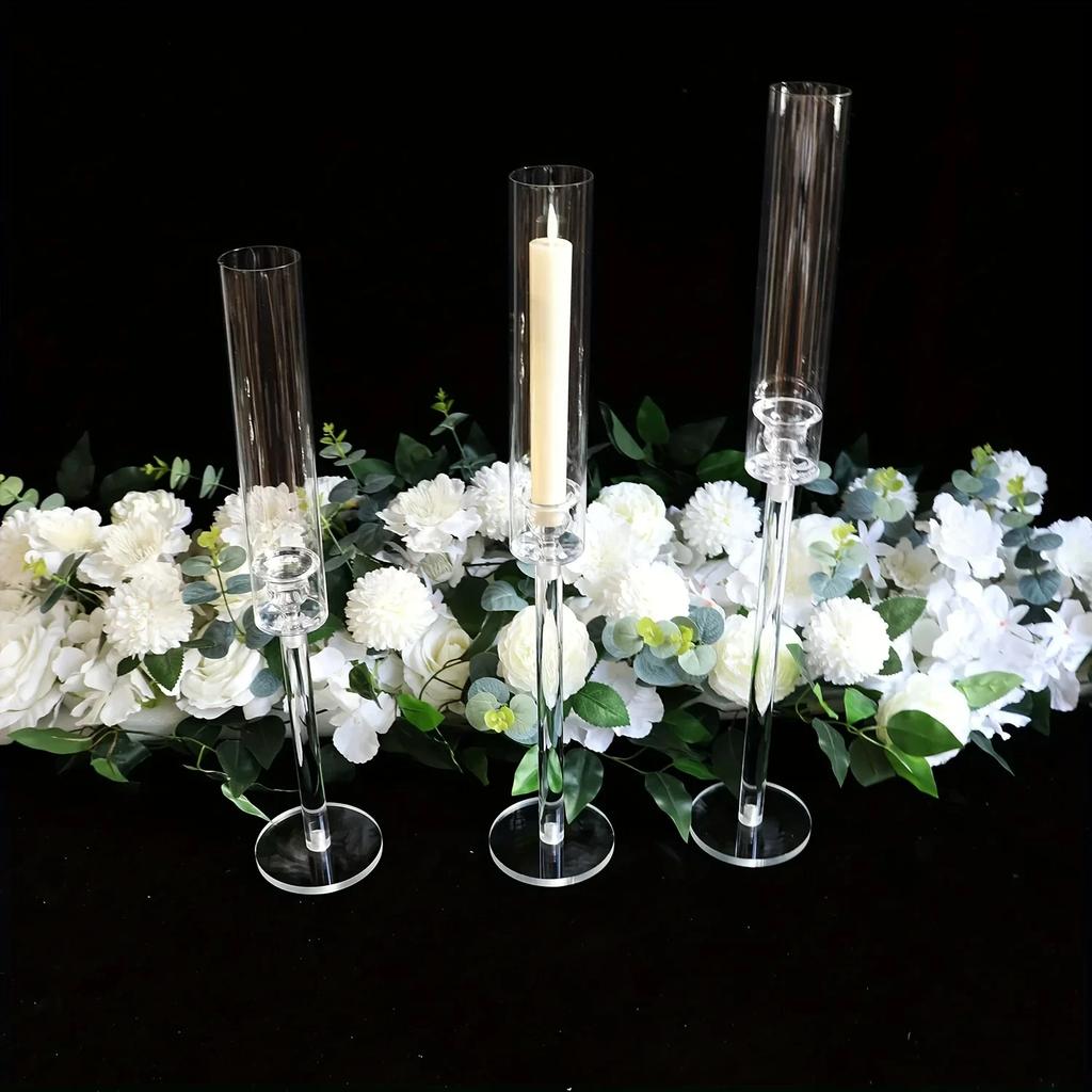 10set=30 Pcs Crystal Candle Holders Acrylic Candlestick Road Lead Candelabra CenterPieces Wedding Porps Christmas Deco