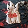 Ghost Dwarf Trio Figurine Resin Boo Ghosts Sculpture Table Centerpiece Ghost Statue for Halloween Mantel Cabinet Decorations