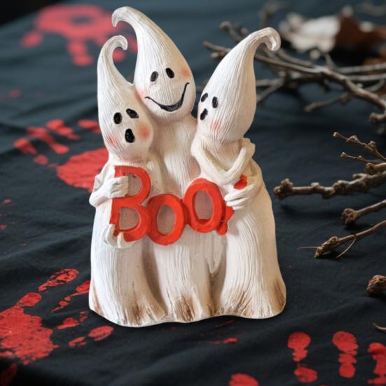 

Ghost Dwarf Trio Figurine Resin Boo Ghosts Sculpture Table Centerpiece Ghost Statue for Halloween Mantel Cabinet Decorations білий