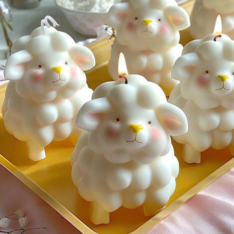 3D Sheep Shaped Silicone Mold Reusable Easy Demolding Non-Stick for Homemade Scented Candles Chocolate Soap Baking Crafts