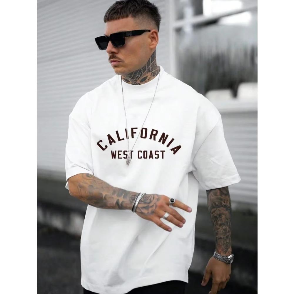 2023 T-shirt Summer New Fashion Men's English Letter Printing Pattern Casual Loose Street Fitness High Quality Cotton Top