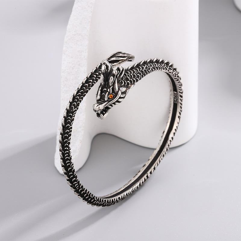 New Retro Creative Dragon Bangles Temperament 925 Silver Exquisite Personality Popular Opening Bracelets TYB305