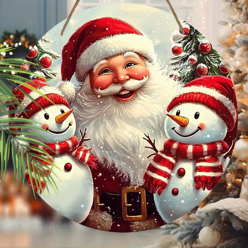 

Рождественская декоративная табличка, подвесное украшение, 2D плоское деревянное изделие с рисунком Санта-Клауса и снеговика, рождественские подарки для друзей и семьи 2D,Style1,1pc