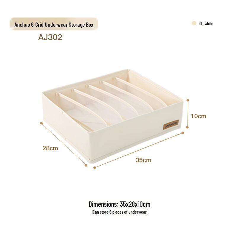 ANCHOW 6-Compartment Underwear Storage Box