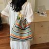 Geflochtene Strohtasche Schulter-Crossbody-Tasche Damen Pendler Strand Urlaub Große Kapazität Mode Handtasche