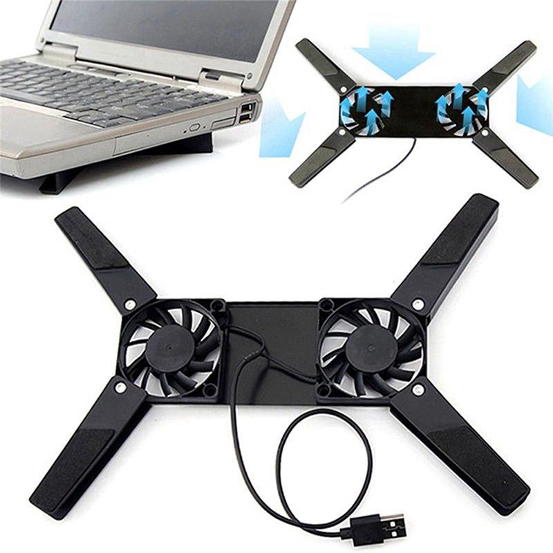 Laptop Desk Support Dual Cooling Fan Notebook Computer Stand Usb Rack Holder