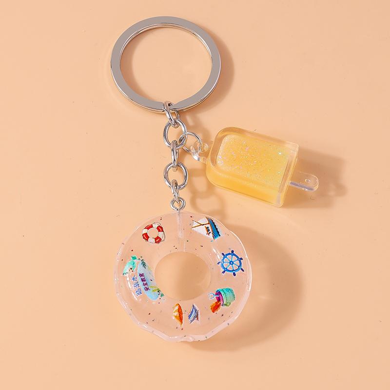 Cute Rein Simulation Swim Ring Keychain Ice Cream Key Rings Pendants for Key Holder Women Girls Handbag Decor Jewelry Gifts