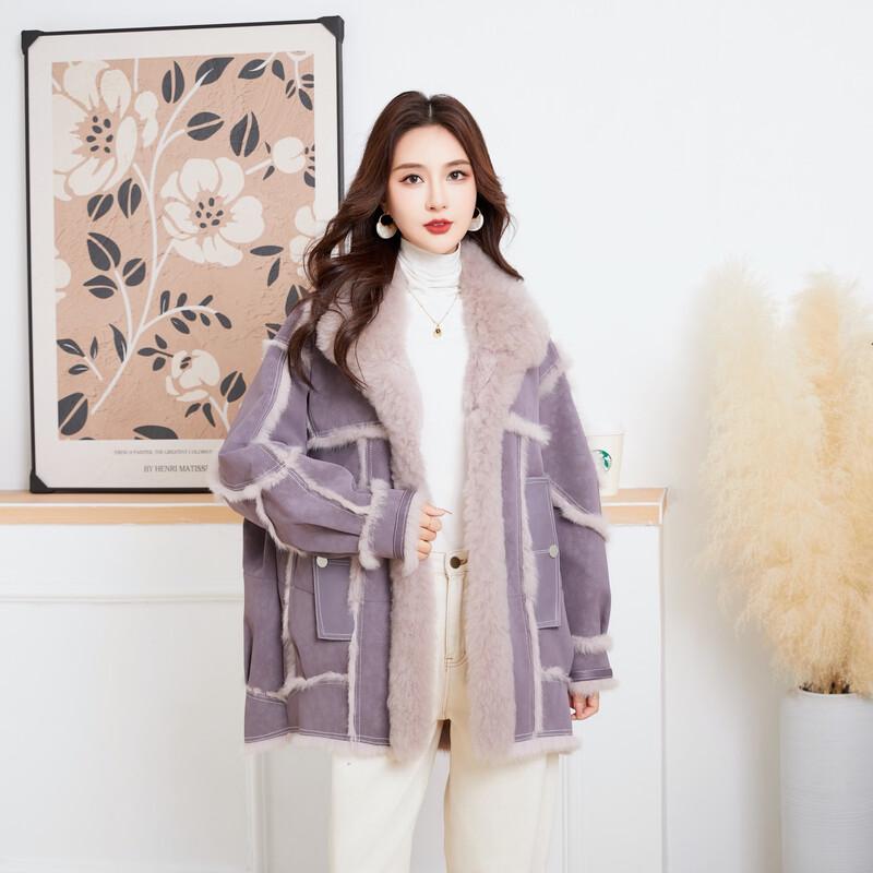 KAISER Women s Chic Rabbit Fur Mid-Length Coat M