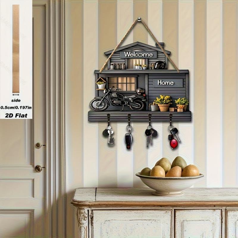 1SET wooden retro motorcycle sunflower door pendant logo mini flower room porch decoration multi-functional hanging