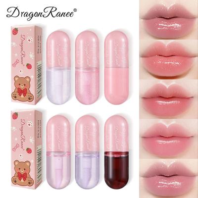 Dragon Ranee Mirror-effect Cute Bear Waterproof Lip oil,Your Go-To for Cute,Lasting Lips,Student-Friendly