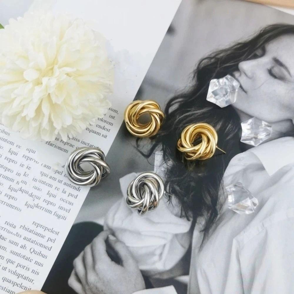Light Luxury Irregular Earrings Temperament Ladies Ear Studs Geometric Circle Earrings  Women