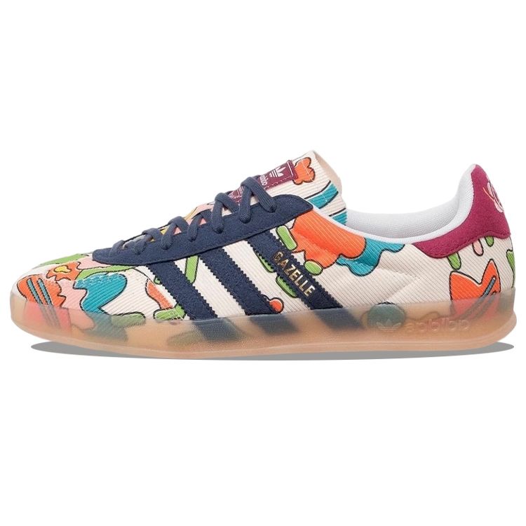 Adidas Sean Wotherspoon X Gazelle Indoor Kaleidoscopic Lens Unisex Sneakers Multi-Color Ecru-Tint Shadow-Navy IG2849