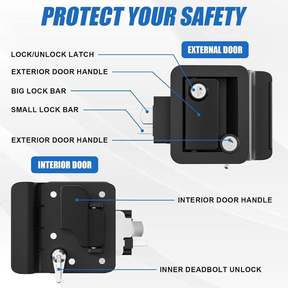 Wear-resistant RV Door Lock Anti Theft Entry Door Lock Camper Lock Replacement Kit  Trailer