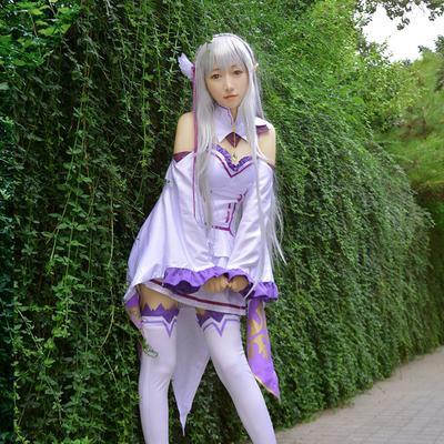 Emilia Dress Anime Re Zero Cosplay Sety Paruka Ženy Cosplay Šaty Emilia Cosplay kostým Party Halloween Party šaty