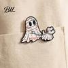 Cartoon Lapel Pins Halloween Ghost Enamel Brooch, Spooky Metal Pin, Pin Sweater Cardigan Coat Suit Scarf Decor, Men Women Clothing Accessories Costume