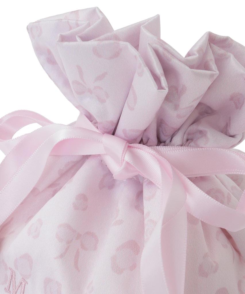 Maison de FLEUR Ribbon Leopard Print Drawstring Pouch, Light Pink, Size F, PouchDrawstring Bag, 08000554600