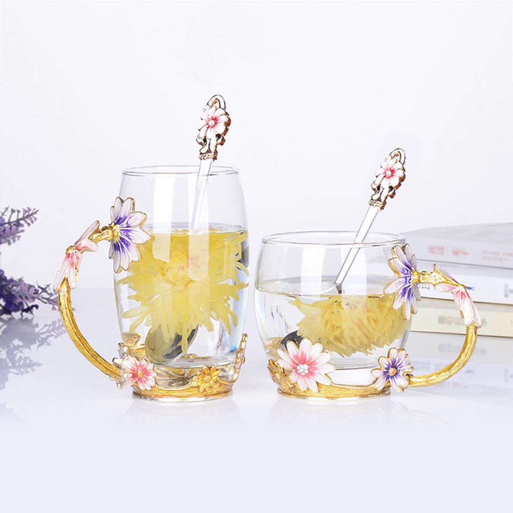 Red Rose Enamel Craft Water Cup Drink Mug with Handle Design Tea Coffee Cup