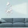 Non-Ticking 3D Surface Removable Mirror DIY Wall Decor Wall Clock Wall Stickers Butterfly Flower