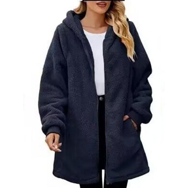 Lässige Kapuzenmäntel Damen Fleecejacken Weiche Schwere Flauschige Sherpa Hoodies Oberbekleidung Warmer Flauschiger Übermantel