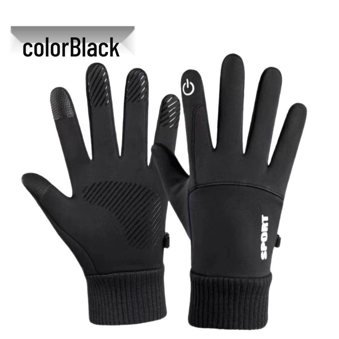 Men s Warm Winter Cycling Gloves for Outdoor Sports чёрный