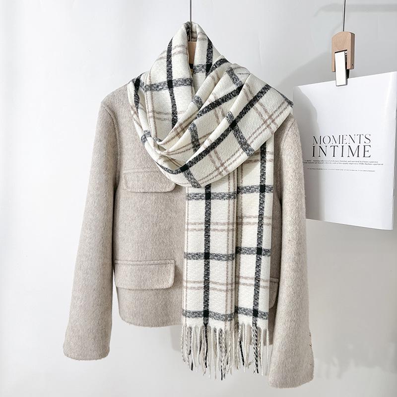 

Women s Classic Retro Plaid Tassel Scarf: Cozy Imitation Cashmere Shawl 60x180+20cm