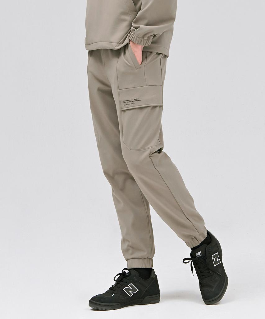 CHASECULT Men'S Tricot Fleece-Lined Cargo Jogger Pants - Beige