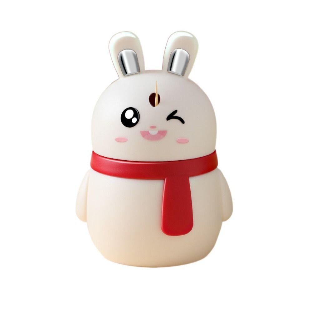 Household Automatic -Up Rabbit Toothpick Box Plastic Dust-proof Toothpick Holder Press Design Toothpick Dispenser Restaurant