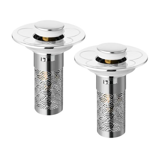 2 Stück Badezimmerwaschbecken-Abflussstopfen, 2-in-1 Pop-up Haarfänger mit Filter, Rostfreier Anti-Verstopfungs-Abflussabdeckung aus Edelstahl, Rostfreier Filterersatz