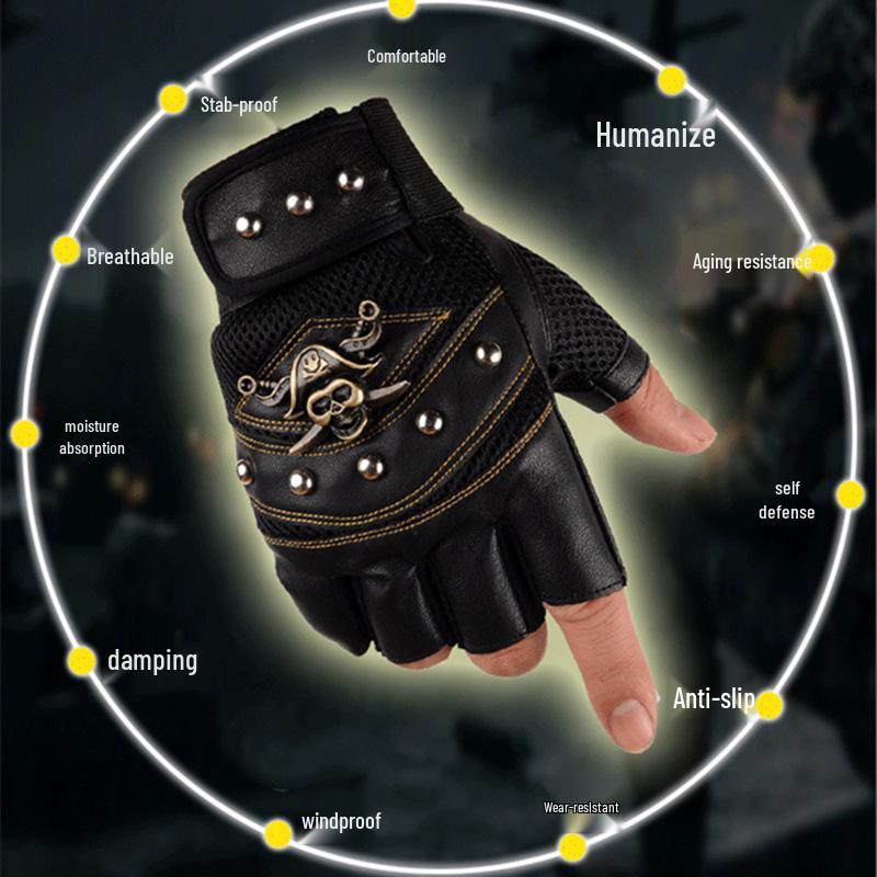 Men's Half-Finger Mountaineering & Cycling Gloves - Non-Slip, Breathable, Wrist Support, Wear-Resistant