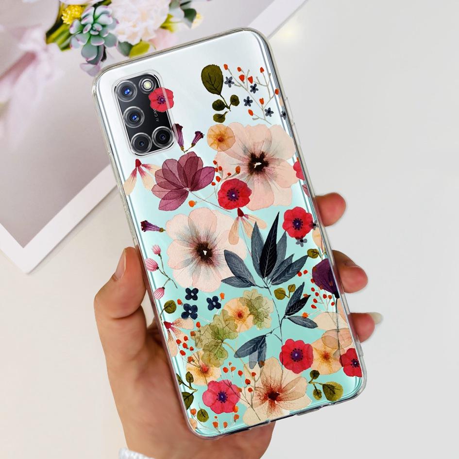 For OPPO A52 Case OPPOA52 CPH2069 A 52 Flower Phone Case Fashion Transparent Silicone Soft TPU Back Cover For OPPO A72 A92 Coque