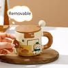 Kubek Honey Bear z zagęszczoną ceramiką z pokrywką i łyżeczką, kubek do kawy, 3D, magnetyczny, odłączany, adsorpcyjny, wieszak na napoje