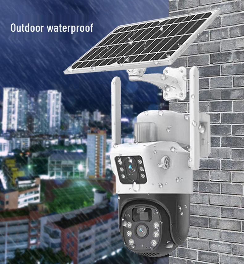 V380 Dual-Lens Wireless Solar Camera: Outdoor, Remote, Low-Power Surveillance